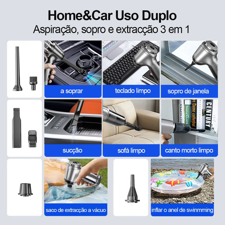 Car Vacuum: Wireless, 95000PA suction.