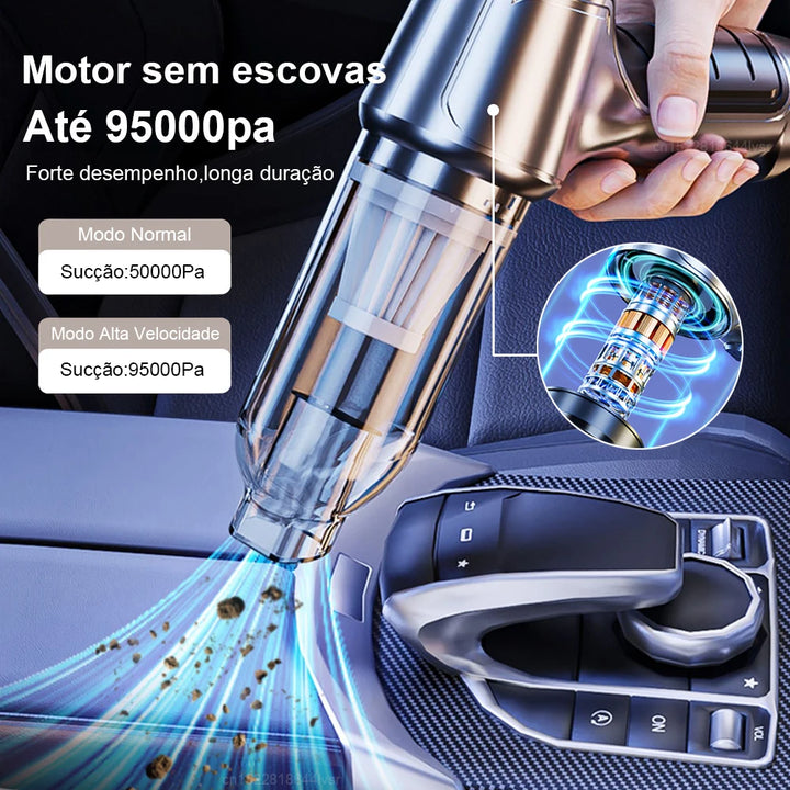 Car Vacuum: Wireless, 95000PA suction.